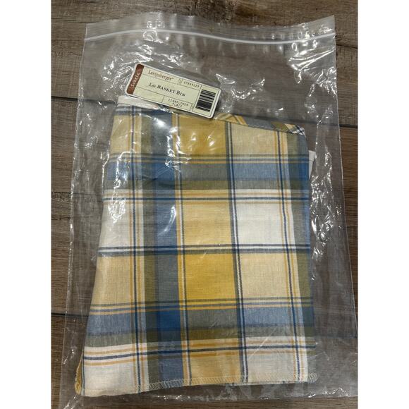 Longaberger Large Bin Basket Liner - Cornflower Plaid Yellow Blue - Picture 1 of 1